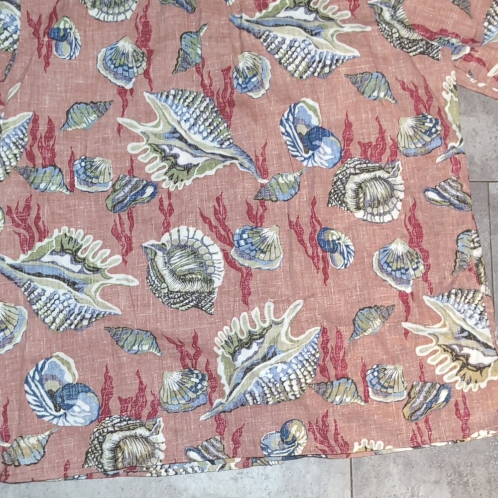 Reyn Spooner Seashell Coral Hawaiian Shirt Men's XL Salmon Short Sleeve Button - Picture 9 of 10